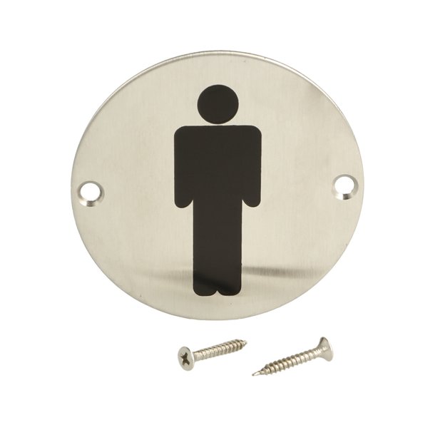Rundt Toiletskilt - Herre - Rustfri Stl