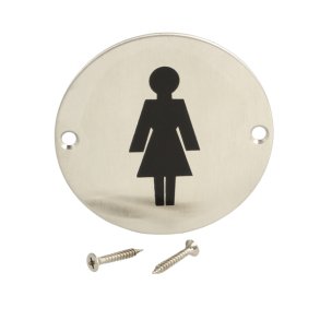 Rundt Toiletskilt - Dame - Rustfri Stl