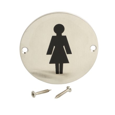 Rundt Toiletskilt - Dame - Rustfri St�l