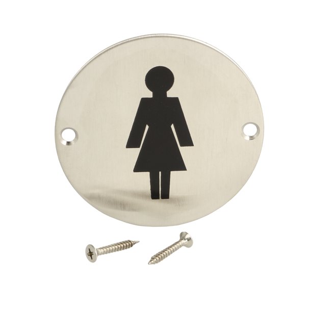Rundt Toiletskilt - Dame - Rustfri Stl