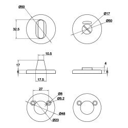 Toiletbestning "Pop" - Brstet Messing- med Markr