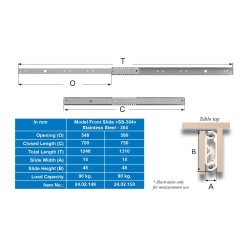 Bordudtrk Rustfri Stl 90kg - bnings Lngde 548mm