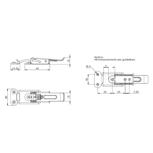 Sp�ndebeslag med Klik Op Funktion - Gulforzinket