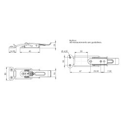 Spndebeslag med Klik Op Funktion - Lang - Gulforzinket