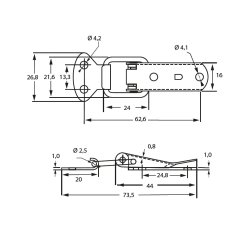 Spndebeslag 44x16mm - Gulforzinket