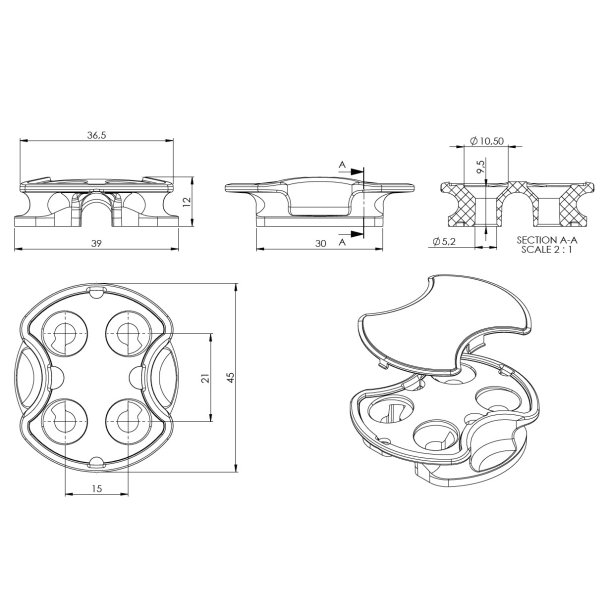 Spndebeslag "Grabs" Anker med Dkkappe - Sort