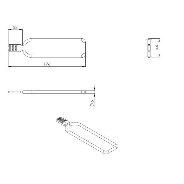 Gummibnd "Grabs" 176mm - Sort