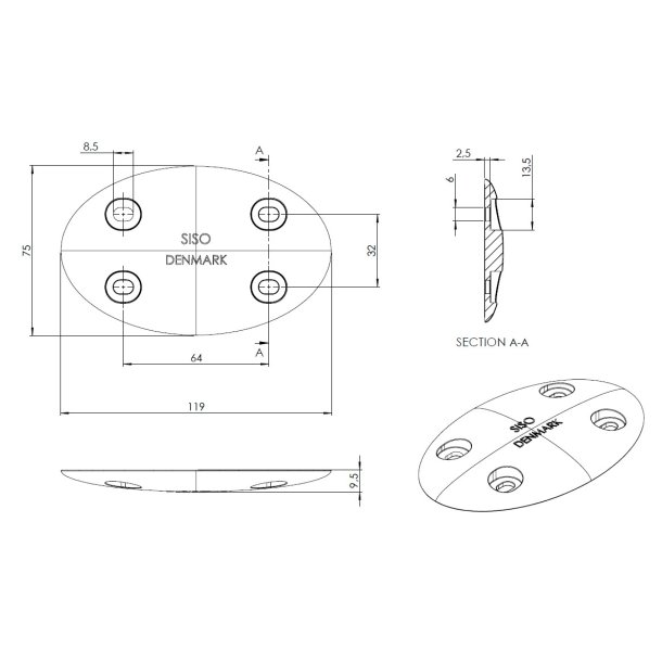 Bordplade Samlebeslag 120mm