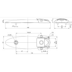 Spndebeslag "Surf" 180mm - Sort