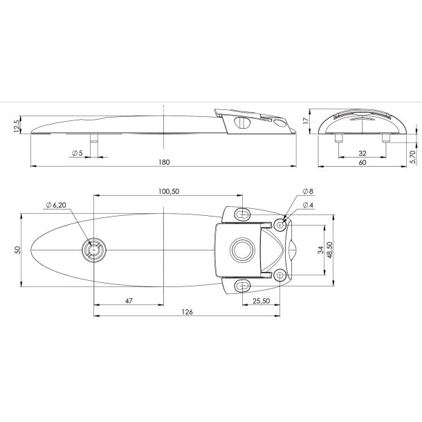 Spndebeslag "Surf" 180mm - Sort