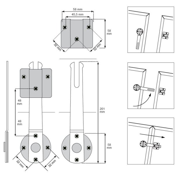 Koblingsbeslag 201mm - Elforzinket