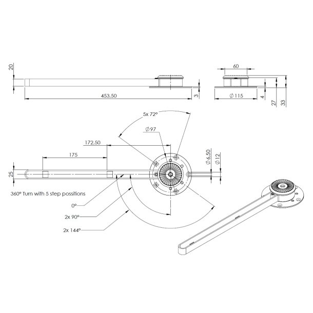 Roterbar Tillgsplade System "Swing" - Rustfri Stl