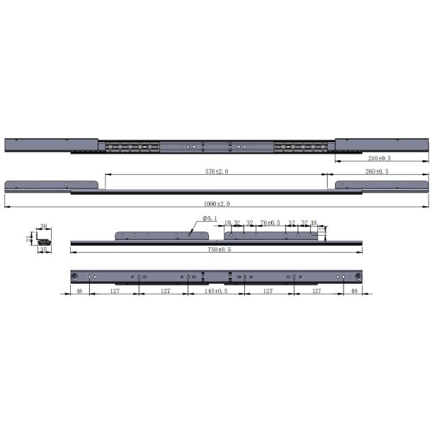 Bordudtrk Synkron 60kg - bnings Lngde 570mm