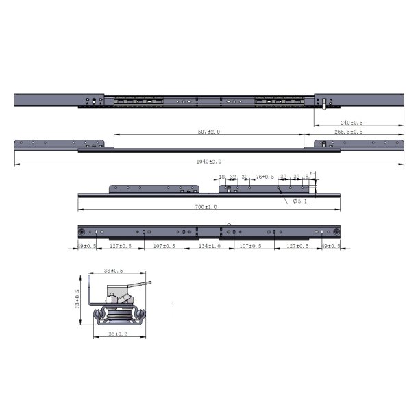 Bordudtrk Synkron 60kg- m/Bremse - bning 507mm