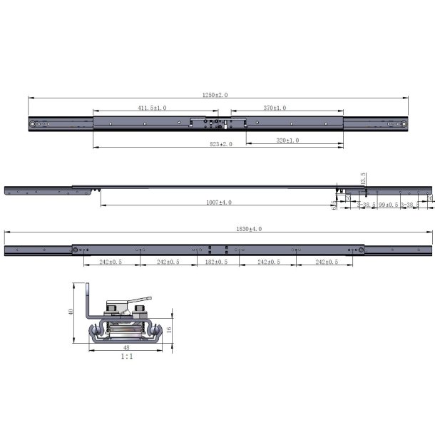 Bordudtrk Synkron 90kg- m/Bremse - bning 1007mm