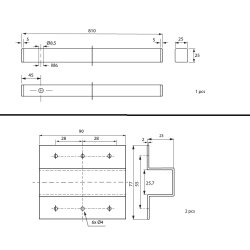 Udtrksstang 810mm til Tillgsplader - Sort