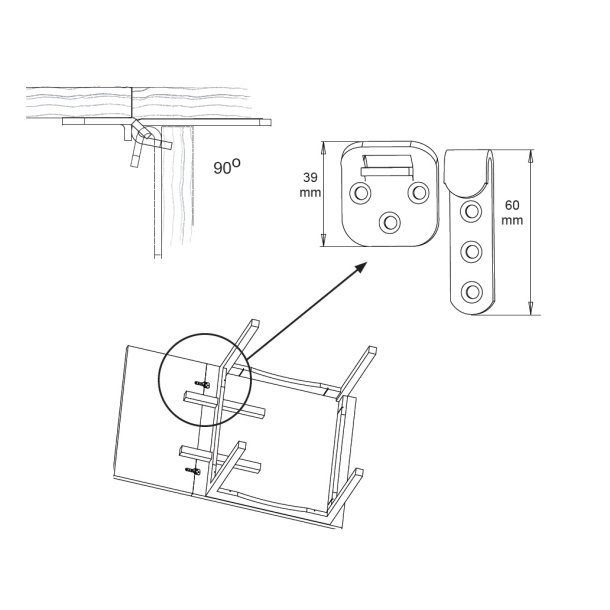 Klapbordsbeslag - Gulforzinket