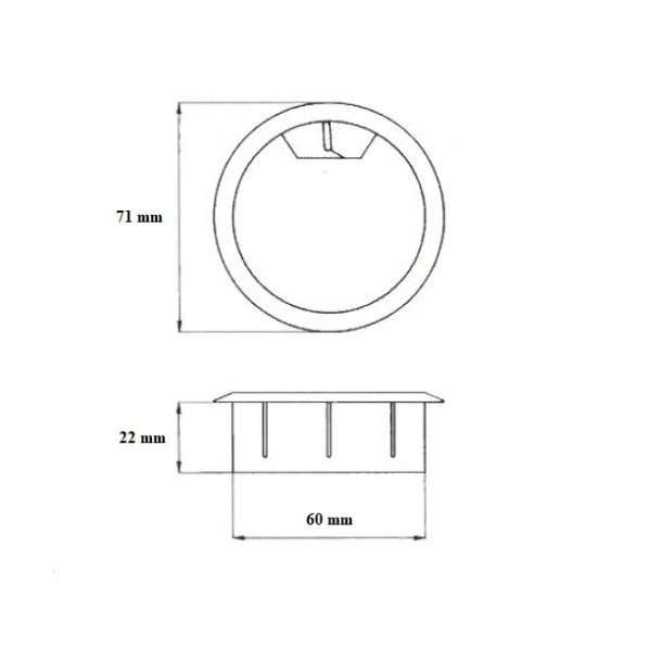 Kabelgennemfring "Eder" 60mm i Hvid Plast