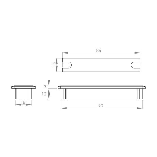 Kabelgennemfring "Aare" 90x18x12mm - Mrkegr