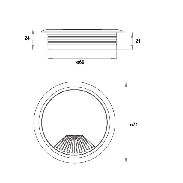 Kabelgennemfring "Sil" 60mm i Gr Plast RAL 7044