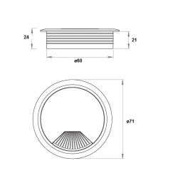 Kabelgennemfring "Sil" 60mm i Lys Slv Plast RAL 9006