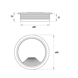 Kabelgennemfring "Sil" 80mm i Mrk Slv Plast RAL 9007