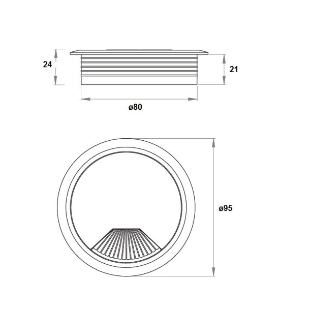 Kabelgennemfring "Sil" 80mm i Mrk Slv Plast RAL 9007