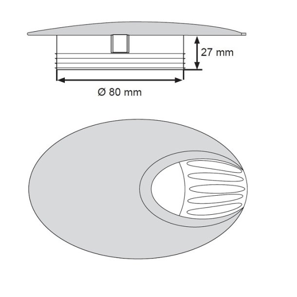 Kabelgennemfring "Neris" - Oval - 80 - Aluminium Look