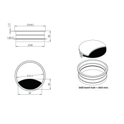 Kabelgennemfring "Odra" med Brster - 60x22mm - Aluminium