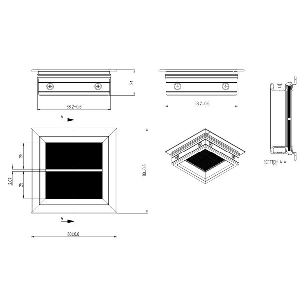 Kabelgennemfring "Sava" 80x80x24mm - Sort