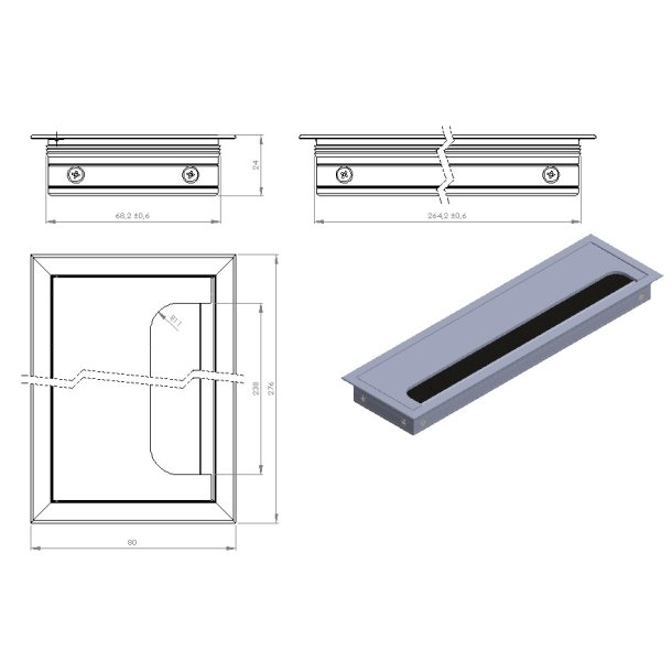 Kabelgennemfring "Leba" 80x276x24mm - Sort