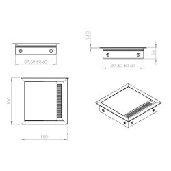 Kabelgennemfring "Iskar" 100x100x24mm - Aluminium