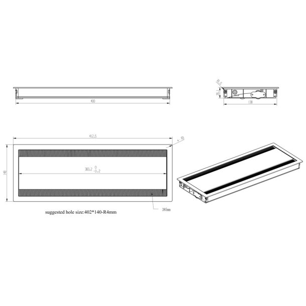 Kabelgennemfring "Flip" Softluk -412x148x28mm -Alu Farve