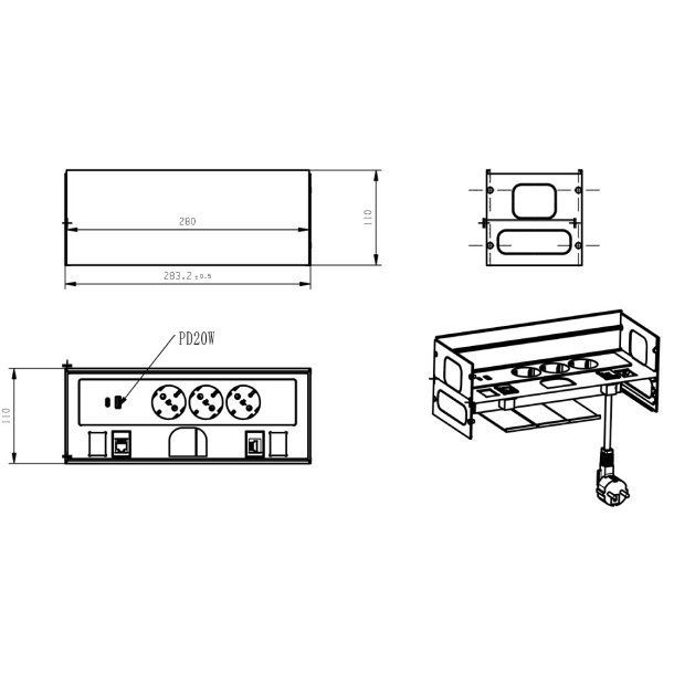 Strmboks til "Nida" og "Elde" Kabelgennemfring