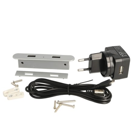 USB Ladestik til M�bler og Bordplader - S�lv
