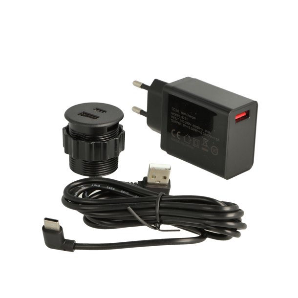 USB Ladestik til Mbler og Bordplader - Sort