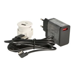 USB Ladestik til Mbler og Bordplader - Hvid