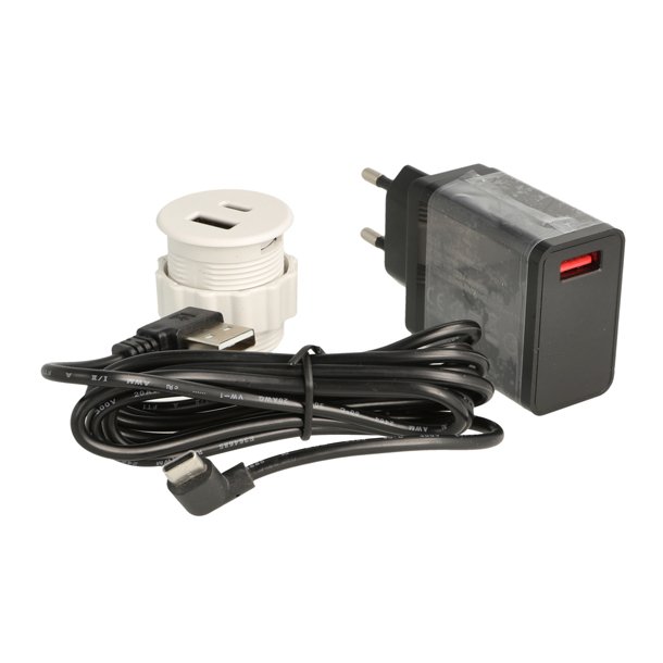 USB Ladestik til Mbler og Bordplader - Hvid