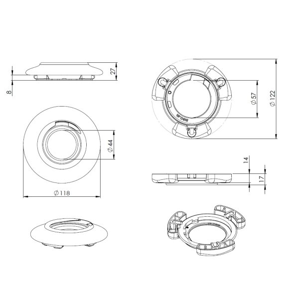 Kabelfring Top+Bundbeslag - Forkromet - til Spiral 520655