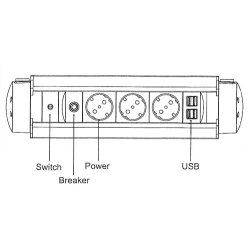 Stikdse, Roterbar, Fritstende - 353,8x94,2mm