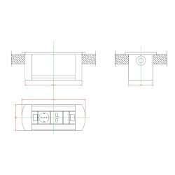 Stikdse, Roterende m/Motor, Indbygning - 270x110x103mm