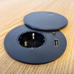 Stikdse 80mm - 1 Stikkontakt, 1 Stk USB-A +1 Stk USB-C