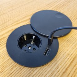 Stikdse 80mm - 1 Stikkontakt, 1 Stk USB-A +1 Stk USB-C