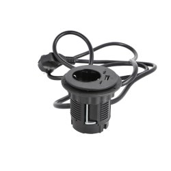 Stikdse 60mm - 1 Stikkontakt, 1 Stk USB-A +2 Stk USB-C