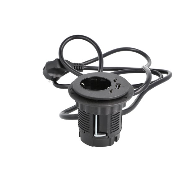 Stikdse 60mm - 1 Stikkontakt, 1 Stk USB-A +2 Stk USB-C