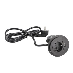 Stikdse 60mm - 1 Stikkontakt, 1 Stk USB-A +2 Stk USB-C