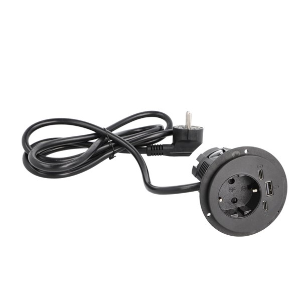 Stikdse 60mm - 1 Stikkontakt, 1 Stk USB-A +2 Stk USB-C