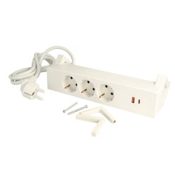 Stikd�se med Bordklemme -  3 Udtag, USB A + C