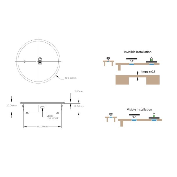 Trdls oplader til mobiltelefon - 80 mm - 15W
