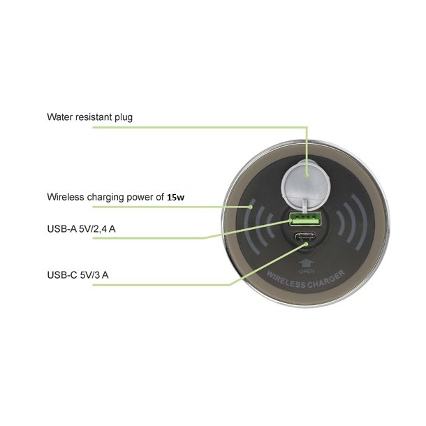 Tr�dl�s Oplader til Mobiltelefon - �60 mm - 15W